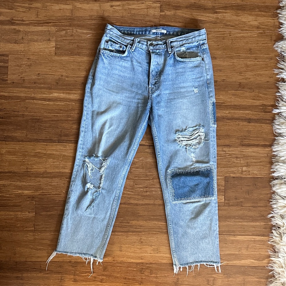 GRLFRND Classic Distressed Blue Denim Jeans sz 29
